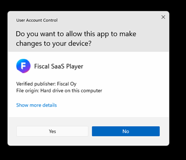 Picture saying start the installation of FITS by answering yes