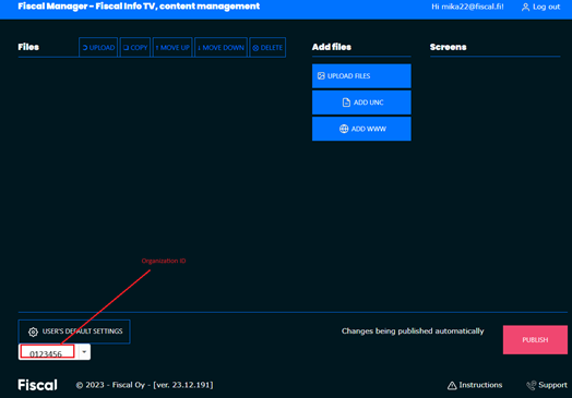 Picture of login page in FITS.