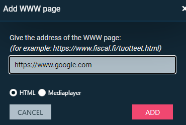 Picture of adding WWW site in FITS.