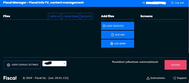 Picture of Screens list should be empty in FITS.